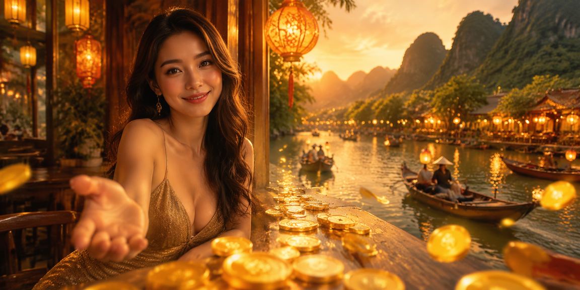 Người chơi thưởng thức slot game tại Hội An trong không gian yên tĩnh buổi tối