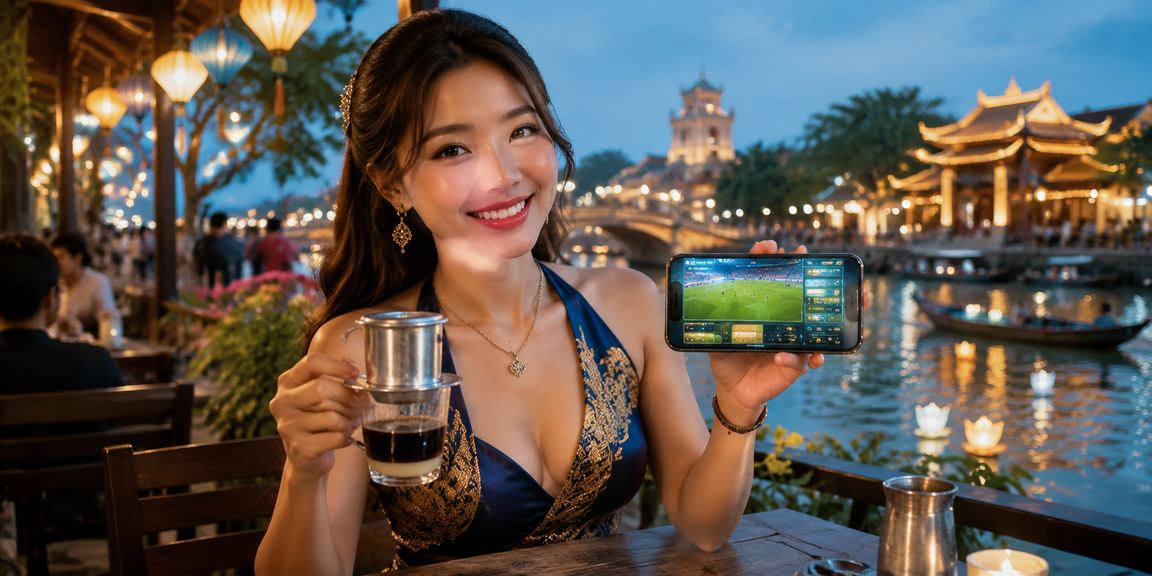 Người dùng Việt Nam đăng nhập tài khoản 904 trên điện thoại tại quán cà phê