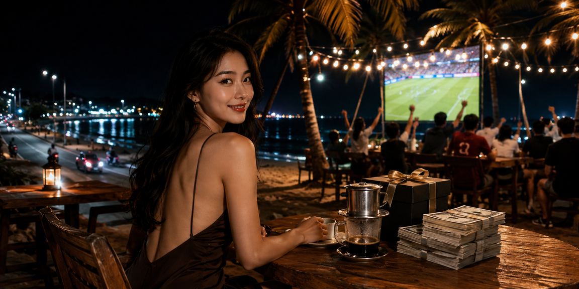 Người dùng tại Phan Thiết thư giãn với cà phê và theo dõi cá cược thể thao trên thiết bị di động